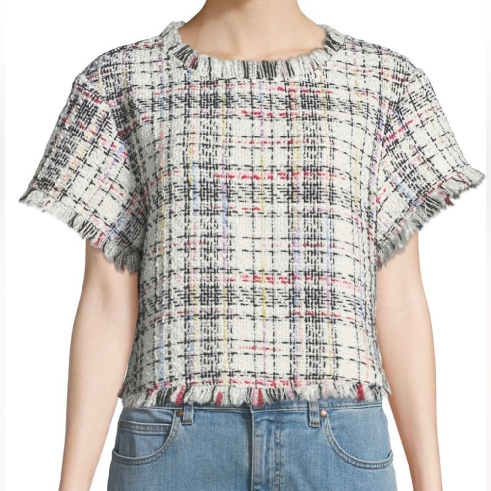 Cupcakes and Cashmere Emelda Cropped Tweed Short Sleeve Top